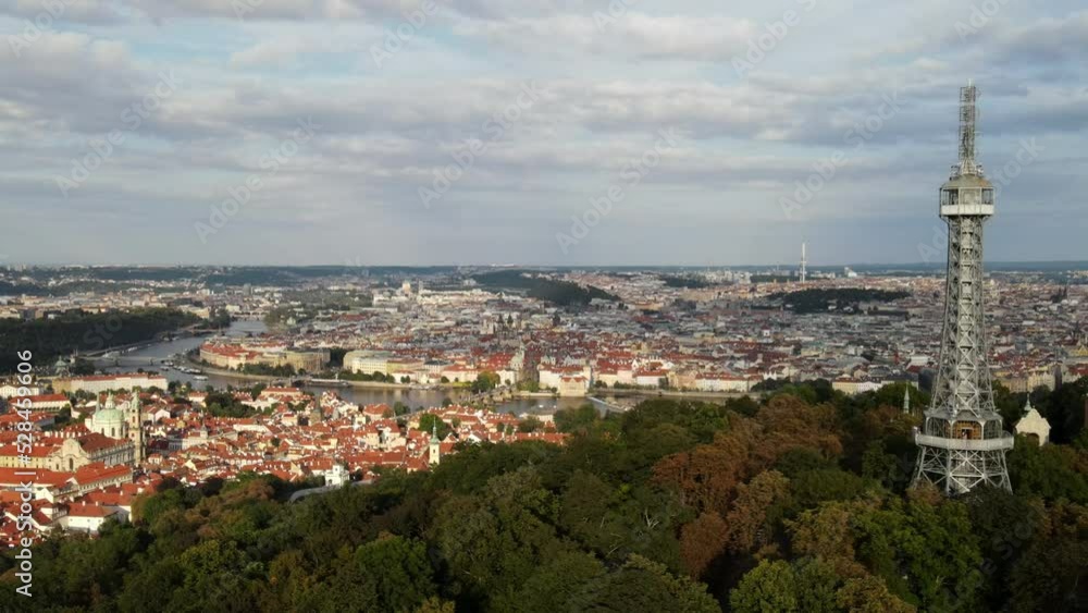 Aerial view on Prague and the landmark Petrin tower Aerial view on Prague and the landmark Petrin tower