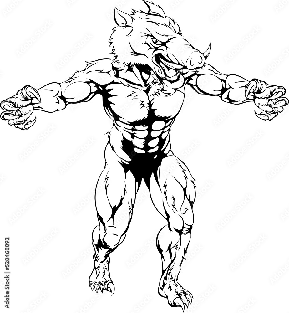 Boar scary sports mascot Boar scary sports mascot