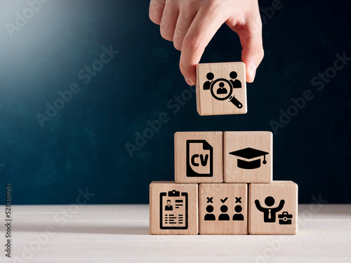 HRM, recruitment, job search and headhunting concept.