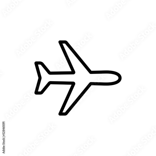 Airplane outline icon vector png isolated on white background