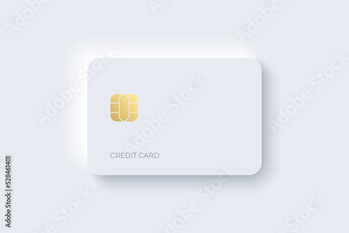 Neumorphic credit card mockup. Trendy minimal design template.