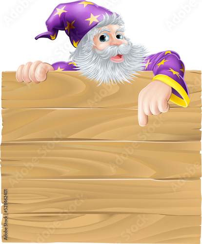 Cartoon sign and wizard