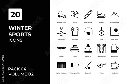 Winter Sports icons collection. Set contains such Icons as athlete, biathlon, bobsleigh, and more