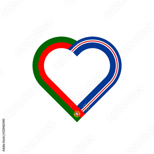 friendship concept. heart ribbon icon of portugal and cape verde flags. vector illustration isolated on white background
