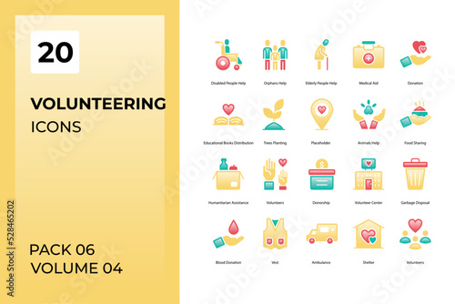 Volunteering icons collection. Set contains such Icons as charity, children, African, awareness, and more