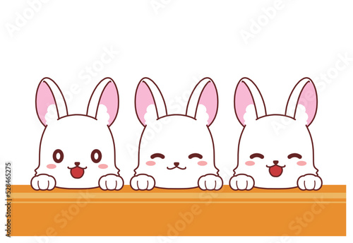 ひょっこりと顔を出すうさぎの年賀状向け素材