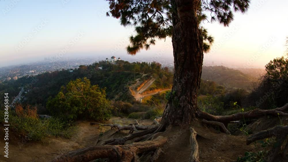 Time Lapse Panning Shot Of People Exploring Mosque On Mountain Top In City - Los Angeles, California Time Lapse Panning Shot Of People Exploring Mosque On Mountain Top In City - Los Angeles, California