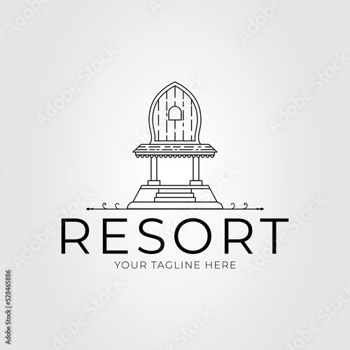 resort gate or gateway temple logo vector illustration design