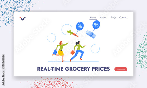 Real-time Grocery Prices Landing Page Template. Food Inflation, Price Increase, Crisis, Economic Recession