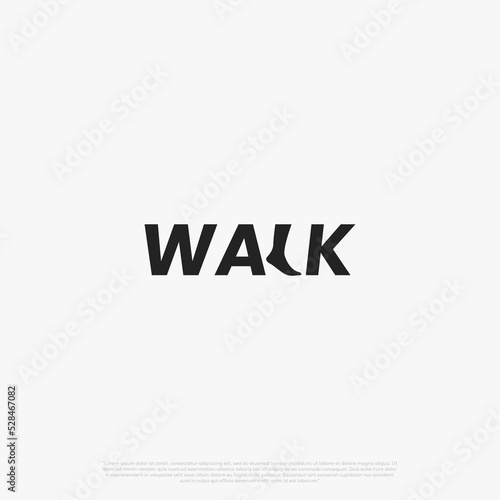 walking word with foot icon as letter L logo design creative concept