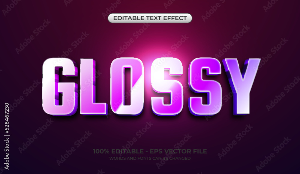 Realistic glossy 3d text effect. Editable shiny gradient text effect Realistic glossy 3d text effect. Editable shiny gradient text effect