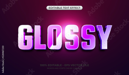 Realistic glossy 3d text effect. Editable shiny gradient text effect