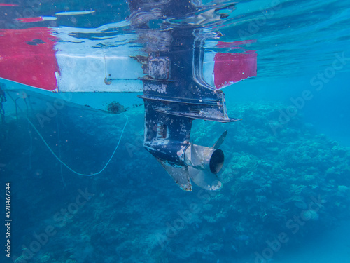 Boat propeller in the Red Sea, Hurghada, Egypt photo