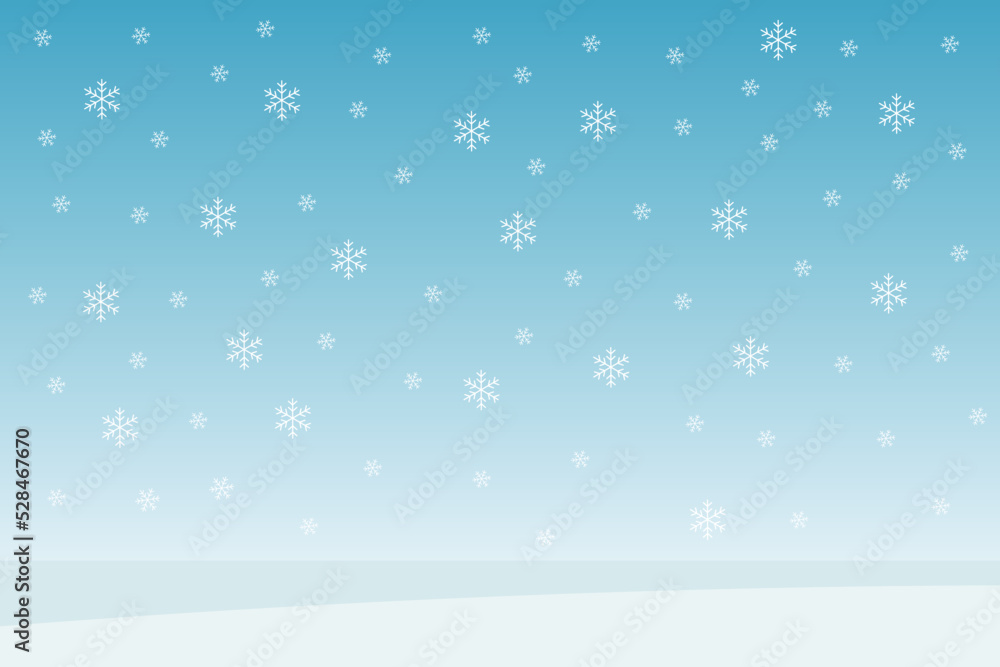 Winter background with snowflakes and snow. Banner. Vector graphics in flat style