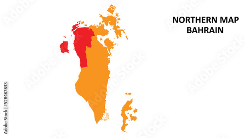 Northern State and regions map highlighted on Bahrain map.