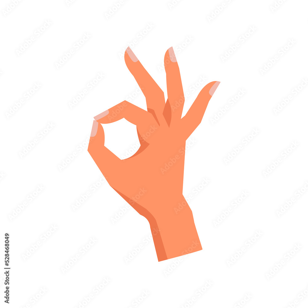 Okay symbol hand gesture, isolated fingers forming circle. Assurance of agreement or consensus. Satisfaction or accordance sign nonverbal communication. Vector in flat style Okay symbol hand gesture, isolated fingers forming circle. Assurance of agreement or consensus. Satisfaction or accordance sign nonverbal communication. Vector in flat style