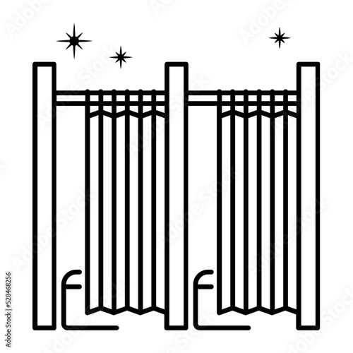 dressing room or cabin Concept,  greenroom or changeroom vector line icon design, Glamour and beauty symbol, Haute couture Sign, Fashion Show and Exhibition stock illustration