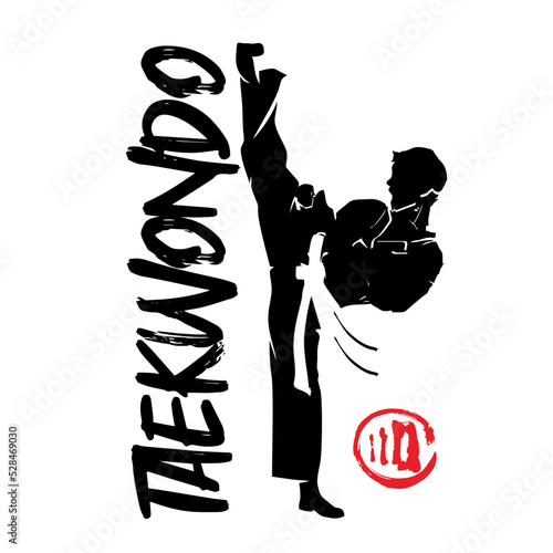 TAEKWONDO LOGO VECTOR ILLUISTRATION HIGH KICK