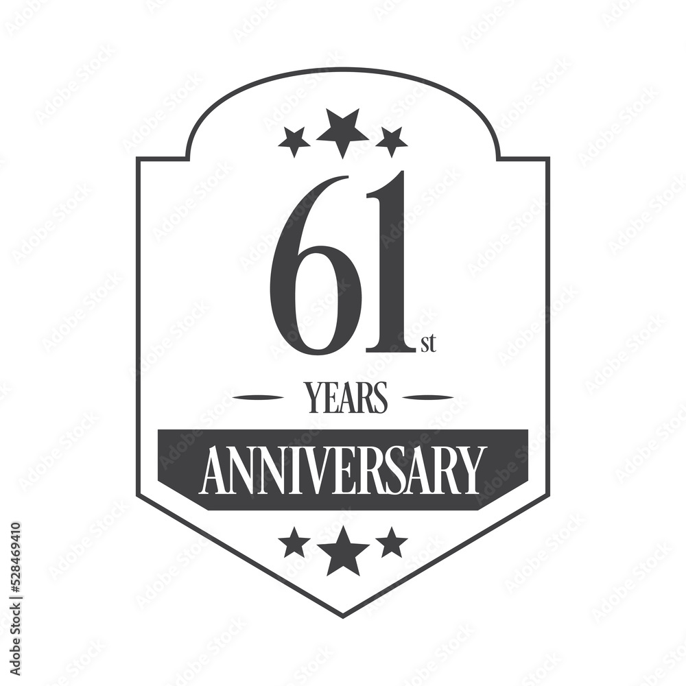 Luxury 61st years anniversary vector icon, logo. Graphic design element