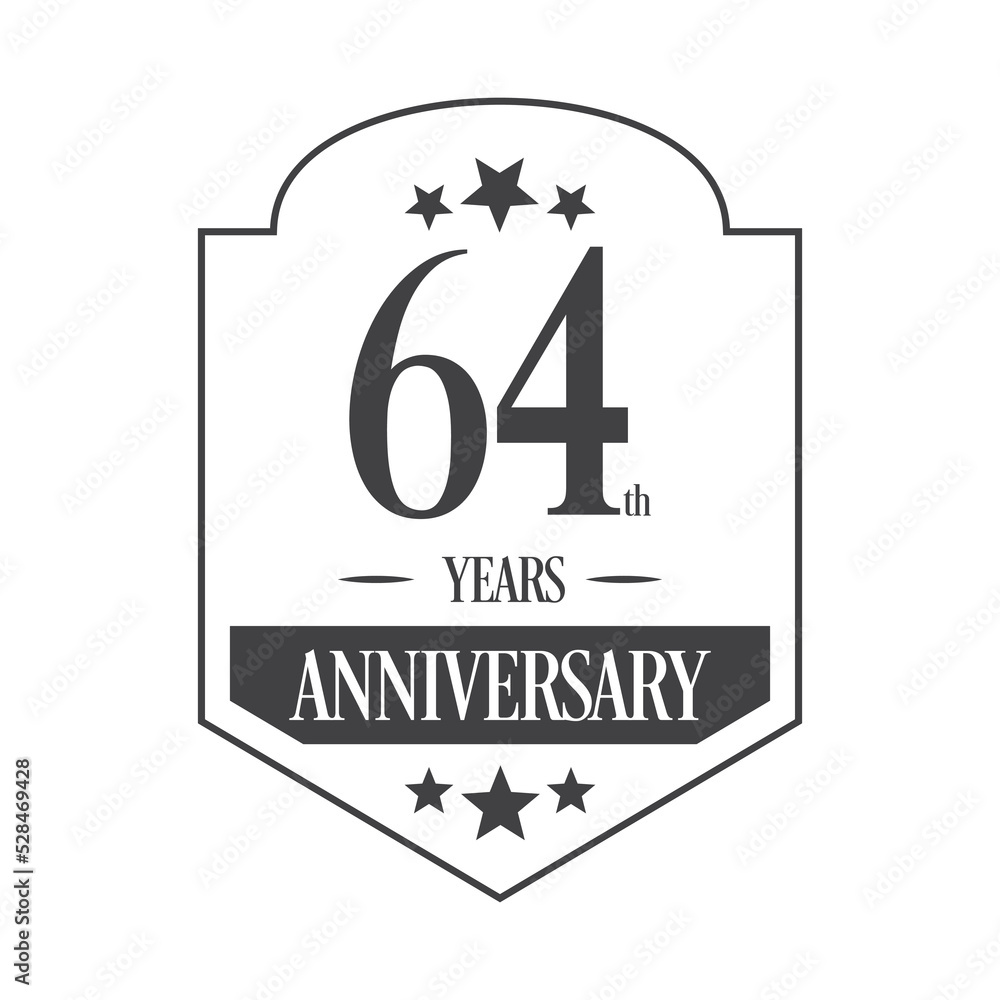 Luxury 64th years anniversary vector icon, logo. Graphic design element