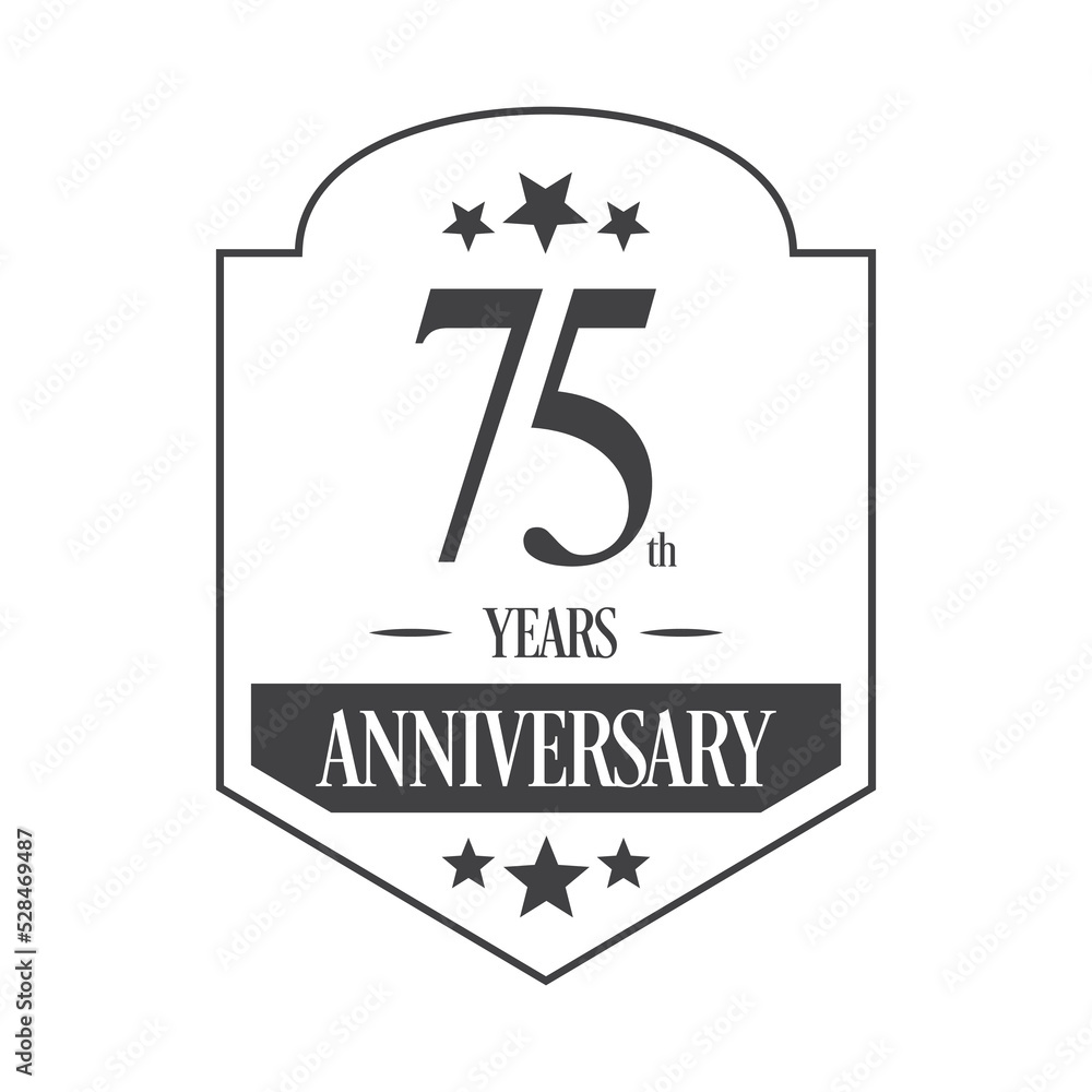 Luxury 75th years anniversary vector icon, logo. Graphic design element