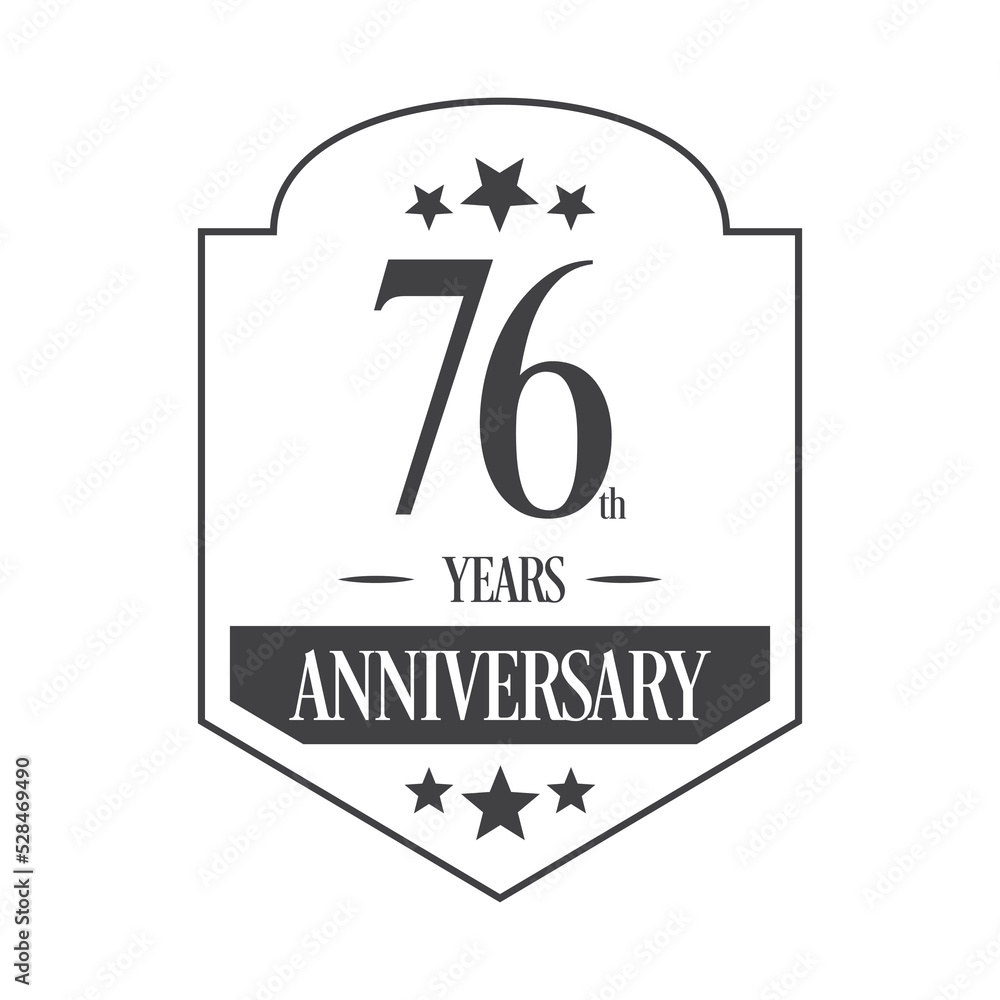 Luxury 76th years anniversary vector icon, logo. Graphic design element