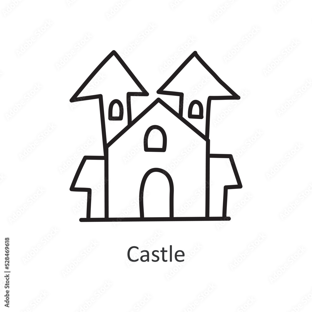 Fototapeta premium Castle vector outline Icon Design illustration. Halloween Symbol on White background EPS 10 File