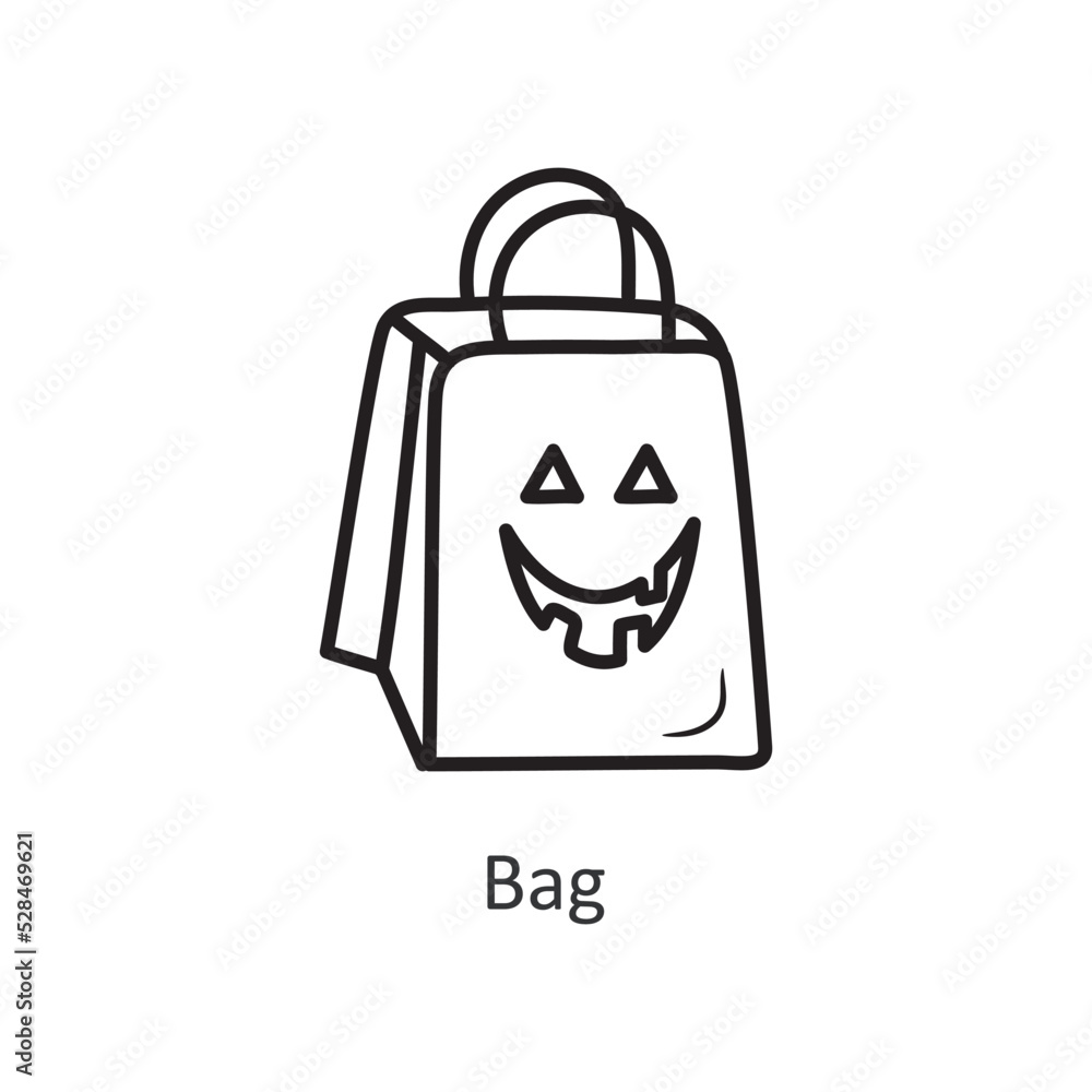 Bag vector outline Icon Design illustration. Halloween Symbol on White background EPS 10 File Bag vector outline Icon Design illustration. Halloween Symbol on White background EPS 10 File