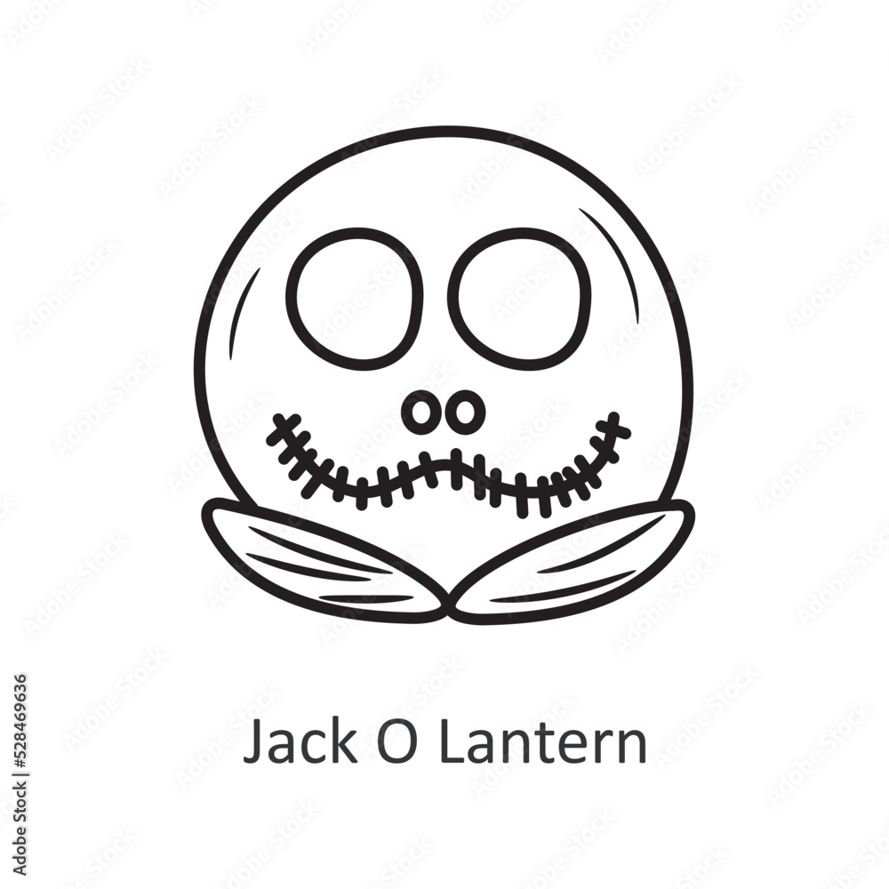 Obraz premium Jack o Lantern vector outline Icon Design illustration. Halloween Symbol on White background EPS 10 File