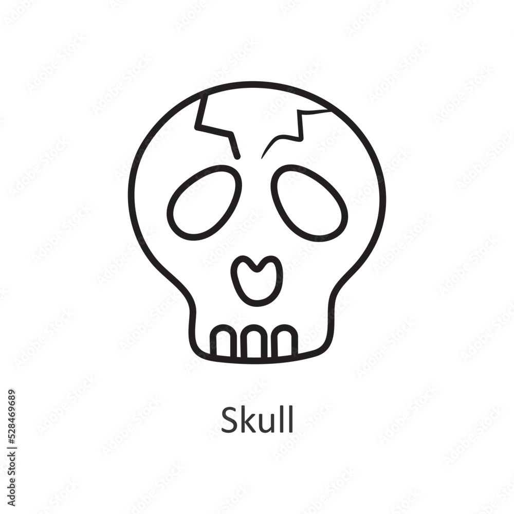 Obraz premium Skull vector outline Icon Design illustration. Halloween Symbol on White background EPS 10 File
