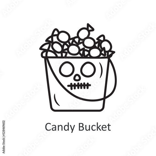 Candy Bucket vector outline Icon Design illustration. Halloween Symbol on White background EPS 10 File