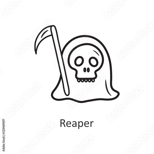 Reaper vector outline Icon Design illustration. Halloween Symbol on White background EPS 10 File