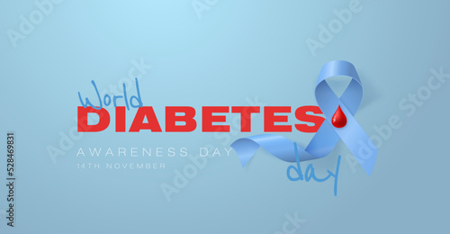 Creative poster or banner of world diabetes day with awareness ribbon