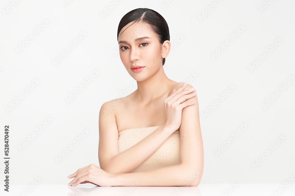 Beautiful young asian woman with clean fresh skin on white background, Face care, Facial treatment, Cosmetology, beauty and spa, Asian women portrait. Beautiful young asian woman with clean fresh skin on white background, Face care, Facial treatment, Cosmetology, beauty and spa, Asian women portrait.