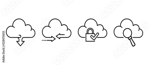 Cloud icon. Download, share, protect, search. Cloud icon set - vector illustration.