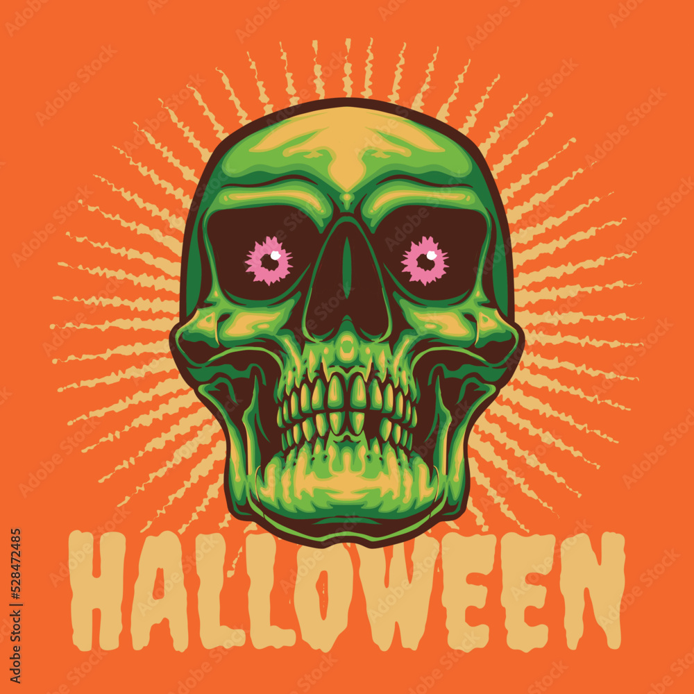 halloween green skull vector illustration halloween green skull vector illustration