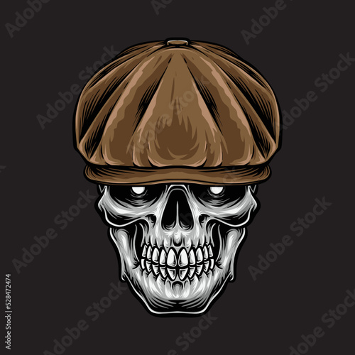 skull wearing golf caps vector