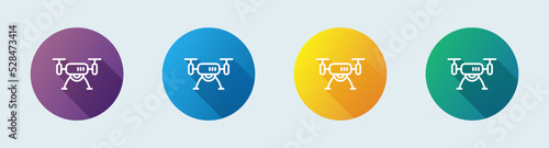 Drone line icon in flat design style. Aerial camera signs vector illustration.