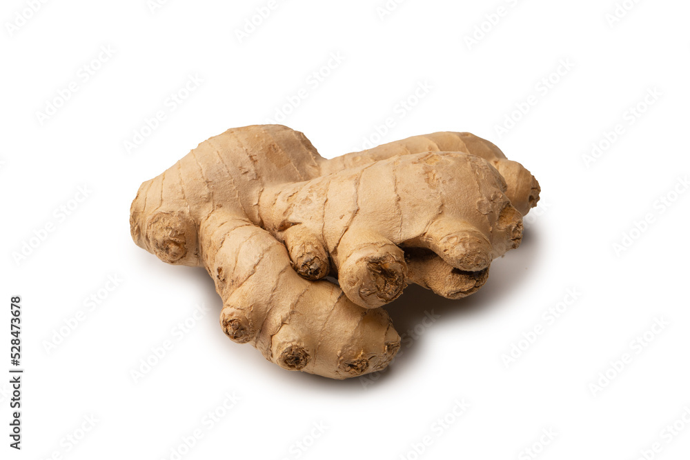 Ginger root isolated on white background.