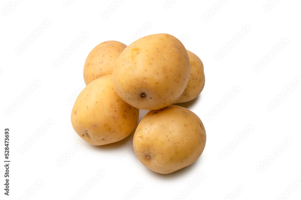 A group of fresh tasty potato isolated on white background. A group of fresh tasty potato isolated on white background.