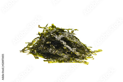 Tasty nori seaweed isolated on white background.