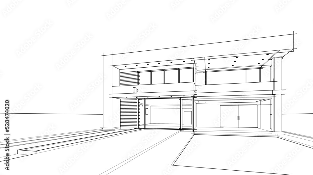 Fototapeta premium house building sketch architectural 3d illustration