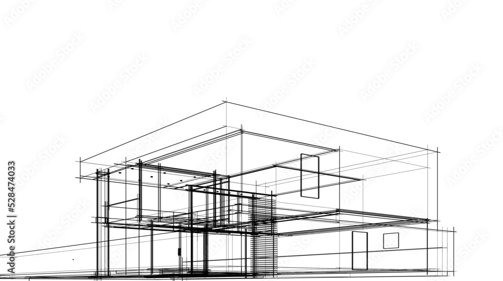 house building sketch architectural 3d illustration house building sketch architectural 3d illustration