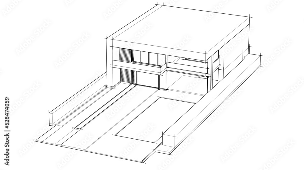 house building sketch architectural 3d illustration