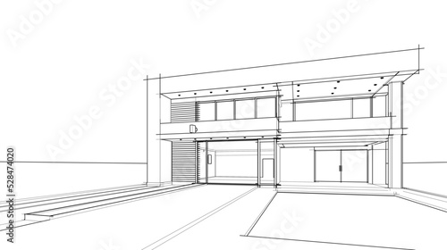 house building sketch architectural 3d illustration
