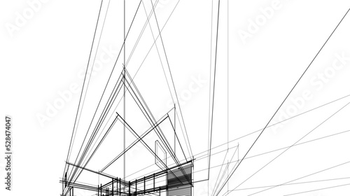 house building sketch architectural 3d illustration