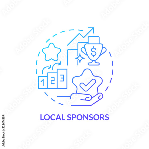 Local sponsors blue gradient concept icon. Managers productivity motivation. Important success factor abstract idea thin line illustration. Isolated outline drawing. Myriad Pro-Bold font used