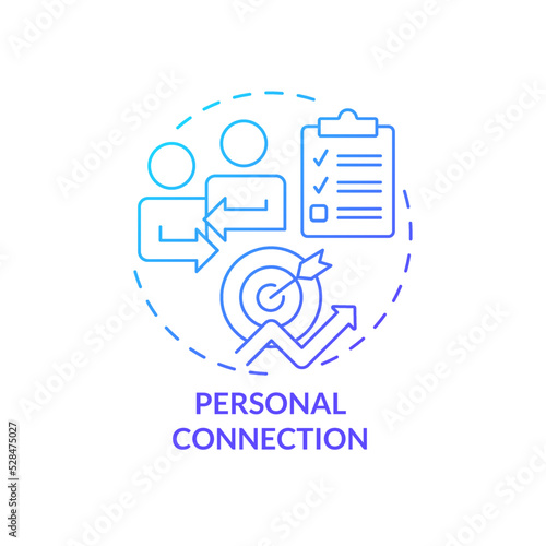Personal connection blue gradient concept icon. Team communication. Critical success factor abstract idea thin line illustration. Isolated outline drawing. Myriad Pro-Bold font used