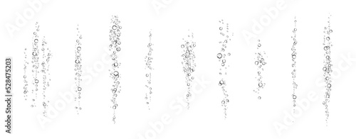 Oxygen air bubbles  flow  in water on white  background.