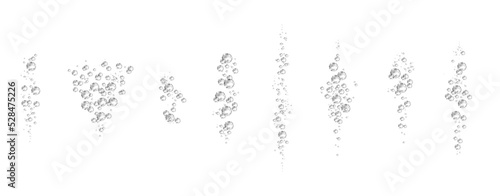 Oxygen air bubbles  flow  in water on white  background.